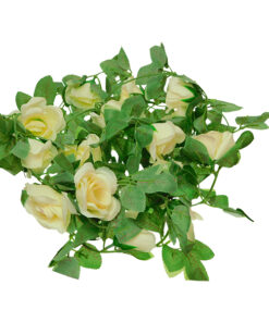 GloboStar® GloboStar® 09005 Τεχνητό Κρεμαστό Φυτό Διακοσμητική Γιρλάντα Μήκους 2 μέτρων με 16 X Μεγάλα Τριαντάφυλλα Λευκά