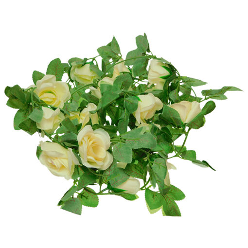 GloboStar® GloboStar® 09005 Τεχνητό Κρεμαστό Φυτό Διακοσμητική Γιρλάντα Μήκους 2 μέτρων με 16 X Μεγάλα Τριαντάφυλλα Λευκά