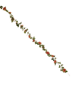 Alternative view of GloboStar® 09006 Τεχνητό Κρεμαστό Φυτό Διακοσμητική Γιρλάντα Μήκους 2 μέτρων με 16 X Μεγάλα Τριαντάφυλλα Ροζ Σομόν