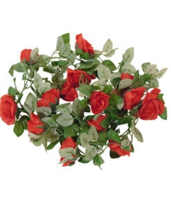 GloboStar® GloboStar® 09007 Τεχνητό Κρεμαστό Φυτό Διακοσμητική Γιρλάντα Μήκους 2 μέτρων με 16 X Μεγάλα Τριαντάφυλλα Κόκκινα