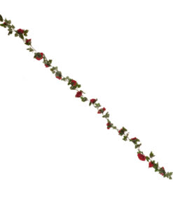 Alternative view of GloboStar® 09007 Τεχνητό Κρεμαστό Φυτό Διακοσμητική Γιρλάντα Μήκους 2 μέτρων με 16 X Μεγάλα Τριαντάφυλλα Κόκκινα