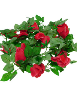 GloboStar® GloboStar® 09008 Τεχνητό Κρεμαστό Φυτό Διακοσμητική Γιρλάντα Μήκους 2 μέτρων με 16 X Μεγάλα Τριαντάφυλλα Φούξια