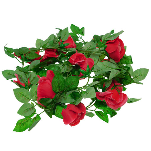 GloboStar® GloboStar® 09008 Τεχνητό Κρεμαστό Φυτό Διακοσμητική Γιρλάντα Μήκους 2 μέτρων με 16 X Μεγάλα Τριαντάφυλλα Φούξια