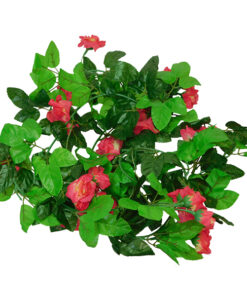 GloboStar® GloboStar® 09017 Τεχνητό Κρεμαστό Φυτό Διακοσμητική Γιρλάντα Μήκους 2.2 μέτρων με 33 X Μικρά Τριαντάφυλλα Φούξια