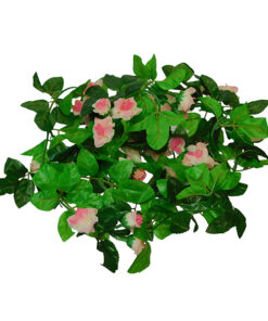 GloboStar® GloboStar® 09018 Τεχνητό Κρεμαστό Φυτό Διακοσμητική Γιρλάντα Μήκους 2.2 μέτρων με 33 X Μικρά Τριαντάφυλλα Ροζ Λευκά