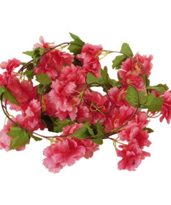 GloboStar® GloboStar® 09021 Τεχνητό Κρεμαστό Φυτό Διακοσμητική Γιρλάντα Μήκους 2.2 μέτρων με 18 X Άνθη Κερασιάς Φούξια
