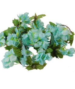 GloboStar® GloboStar® 09023 Τεχνητό Κρεμαστό Φυτό Διακοσμητική Γιρλάντα Μήκους 2.2 μέτρων με 18 X Άνθη Κερασιάς Γαλάζιο