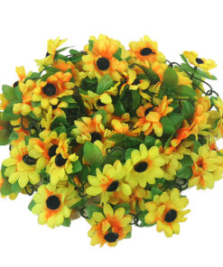 GloboStar® GloboStar® 09027 Τεχνητό Κρεμαστό Φυτό Διακοσμητική Γιρλάντα Μήκους 2 μέτρων με 80 X Μικρά Ηλιοτρόπια Κίτρινα