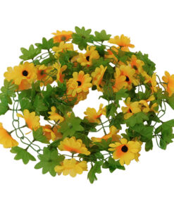 GloboStar® GloboStar® 09028 Τεχνητό Κρεμαστό Φυτό Διακοσμητική Γιρλάντα Μήκους 2.2 μέτρων με 30 X Μεσαία Ηλιοτρόπια Κίτρινα