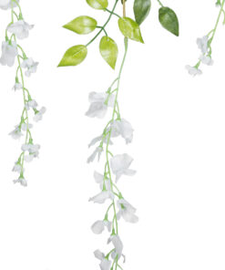 GloboStar® GloboStar® 09032 Τεχνητό Κρεμαστό Διακοσμητικό Φυτό Μήκους 1.1 μέτρων με 3 X Κλαδιά Βιστέρια Λευκή