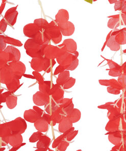 GloboStar® GloboStar® 09033 Τεχνητό Κρεμαστό Διακοσμητικό Φυτό Μήκους 1.1 μέτρων με 3 X Κλαδιά Βιστέρια Κοραλί