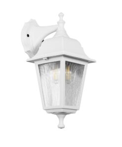 GloboStar® GloboStar® SOLME 203-0221 Vintage Επιτοίχιο Φωτιστικό Φαναράκι Μονόφωτο 1 x E27 IP44 Λευκό Πλαστικό - Μ15 x Π20 x Υ35cm