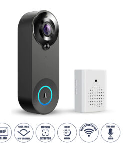 GloboStar® GloboStar® 86075 Επαναφορτιζόμενη Ψηφιακή Έξυπνη Camera Εξώπορτας 1080P WiFi 166° Μοιρών - 2500mAh - Νυχτερινή Όραση με LED IR - Ανιχνευτή Κίνησης - Κουδούνι - Διπλή Κατέυθυνση Ομιλίας - Μαύρο