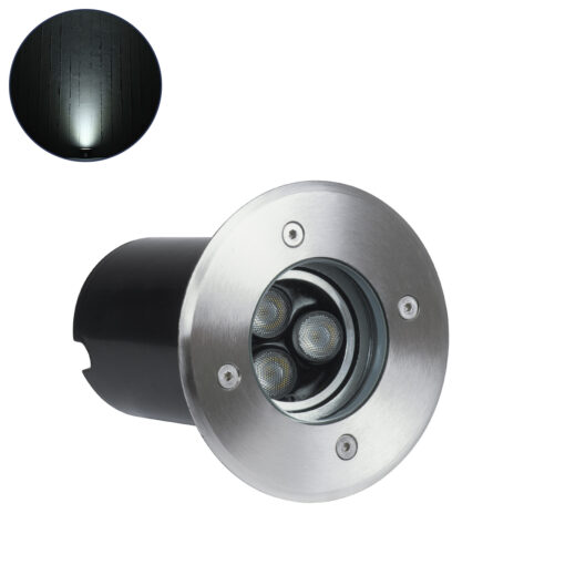 GloboStar® GloboStar® UNDERWATER-LUNTA 90402 Υποβρύχιο Χωνευτό Κινούμενο Φωτιστικό Σποτ Ειδικό για Σιντριβάνια LED 12W 1200lm 60° DC 24V Αδιάβροχο IP68 Φ12 x Υ13cm Ψυχρό Λευκό 6000K - Ανοξείδωτο Ατσάλι - 3 Years Warranty