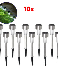 GloboStar® GloboStar® 71520-10 ΣΕΤ 10 Τεμαχίων Αυτόνομα Ηλιακά Φωτιστικά LED SMD 1W 100lm με Ενσωματωμένη Μπαταρία 600mAh - Φωτοβολταϊκό Πάνελ με Αισθητήρα Ημέρας-Νύχτας Αδιάβροχο IP65 Φανάρι Κήπου Στρογγυλό Ψυχρό Λευκό 6000K