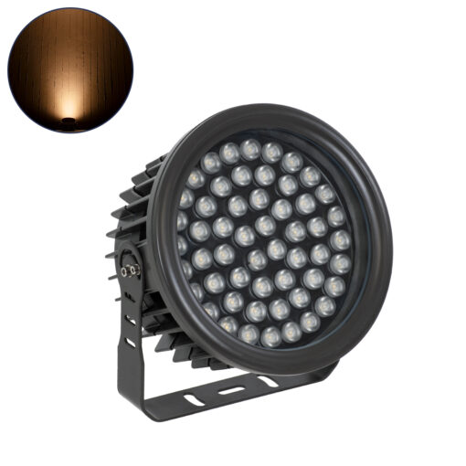GloboStar® GLOBOSTAR® FLOOD-NEVA 90397 Προβολέας Σποτ Wall Washer LED 54W 4590lm 30° DC 24V Αδιάβροχο IP65 Πορτοκαλί 2200K Dimmable - Μαύρο - Μ24.5 x Π24.5 x Υ14.7cm - 3 Χρόνια Εγγύηση