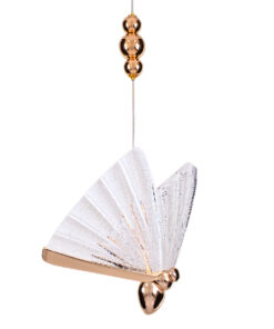 GloboStar® GLOBOSTAR® BUTTERFLY 01650 Μοντέρνο Κρεμαστό Φωτιστικό Οροφής LED 10W 800lm 360° AC 220-240V IP20 Θερμό Λευκό 2700K - Lumileds SMD Chip - Ροζ Χρυσό & Διάφανο - Μ20 x Π17 x Y24cm - 2 Χρόνια Εγγύηση