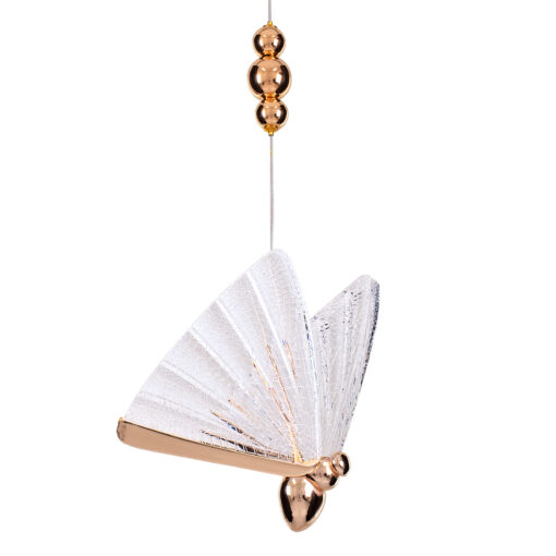 GloboStar® GLOBOSTAR® BUTTERFLY 01650 Μοντέρνο Κρεμαστό Φωτιστικό Οροφής LED 10W 800lm 360° AC 220-240V IP20 Θερμό Λευκό 2700K - Lumileds SMD Chip - Ροζ Χρυσό & Διάφανο - Μ20 x Π17 x Y24cm - 2 Χρόνια Εγγύηση