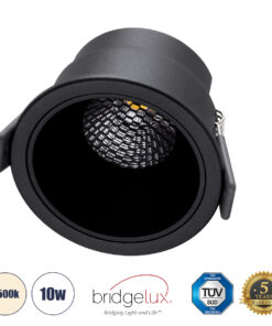 GloboStar® GloboStar® PLUTO-M 60256 Χωνευτό LED Spot Downlight TrimLess Φ8.4cm 10W 1300lm 38° AC 220-240V IP20 Φ8.4 x Υ5.9cm - Στρόγγυλο - Μαύρο & Anti-Glare HoneyComb - Φυσικό Λευκό 4500K - Bridgelux COB - 5 Years Warranty