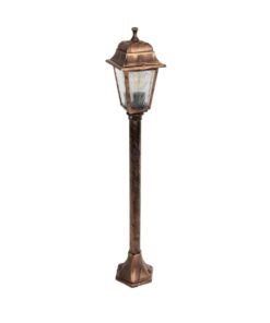 GloboStar® GloboStar® SOLME 203-0217 Vintage Επιδαπέδιο Φωτιστικό Κολωνάκι Κήπου Μονόφωτο 1 x E27 IP44 Χάλκινο & Διάφανο Πλαστικό - Μ22 x Π22 x Υ100cm