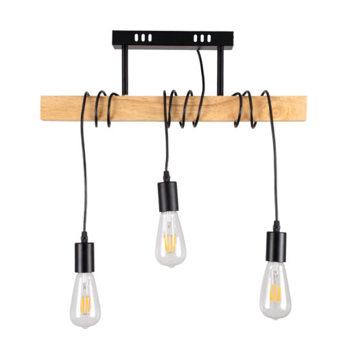 GloboStar® GLOBOSTAR® JOLLY 00605 Vintage Κρεμαστό Φωτιστικό Οροφής με Ντουί 3 x E27 AC 220-240V IP20 - Μαύρο & Μπεζ - Μ55 x Π6 x Υ115cm