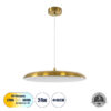 GloboStar® GLOBOSTAR® BARON 60887 Μοντέρνο Κρεμαστό Φωτιστικό Οροφής LED 24W 2880lm 120° AC 220-240V IP20 Ρυθμιζόμενο Λευκό CCT με On/Off 2700K/4500K/6000K - Lumileds SMD Chip - Χρυσό - Μ40 x Π40 x Υ10cm - 3 Χρόνια Εγγύηση