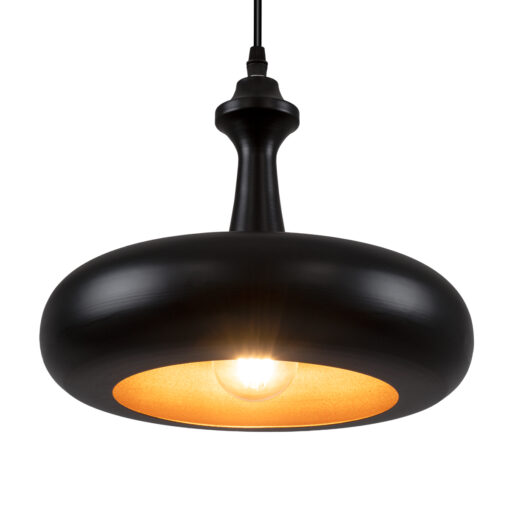 GloboStar® GLOBOSTAR® ROCKFORD 01287-C Μοντέρνο Κρεμαστό Φωτιστικό Οροφής με Ντουί 1 x E27 AC 220-240V IP20 - Μαύρο & Χρυσό - Μ30 x Π30 x Y23cm
