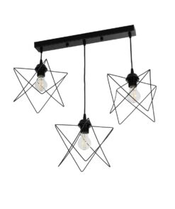 GloboStar® GLOBOSTAR® GLIND 201-0092 Vintage Κρεμαστό Φωτιστικό Οροφής με Ντουί 3 x E27 AC 220-240V IP20 - Μαύρο - Μ67 x Π24 x Υ55cm