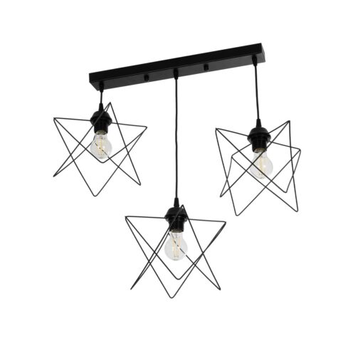 GloboStar® GLOBOSTAR® GLIND 201-0092 Vintage Κρεμαστό Φωτιστικό Οροφής με Ντουί 3 x E27 AC 220-240V IP20 - Μαύρο - Μ67 x Π24 x Υ55cm