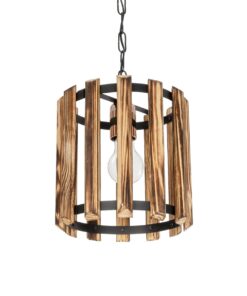 GloboStar® GLOBOSTAR® PRISMON 201-0061 Vintage Κρεμαστό Φωτιστικό Οροφής με Ντουί 1 x E27 AC 220-240V IP20 - Καφέ & Μαύρο - Μ22 x Π22 x Υ24cm