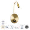 GloboStar® GLOBOSTAR® GOOSE 60885 Μοντέρνο Φωτιστικό Τοίχου - Απλίκα Ξενοδοχείου Reading Light με Φορτιστή USB 3A LED 6W 600lm 36° & 360° AC 220-240V IP20 Φυσικό Λευκό 4500K - Bridgelux COB Chip & TÜV SÜD Driver - Χρυσό Πλατίνα - Μ15.5 x Π22.5 x Υ30cm - 3 Χρόνια Εγγύηση
