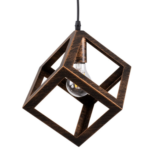 GloboStar® GLOBOSTAR® CUBE 00793 Μοντέρνο Κρεμαστό Φωτιστικό Οροφής με Ντουί 1 x E27 AC 220-240V IP20 - Χάλκινο - Μ25 x Π25 x Υ25cm