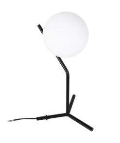GloboStar® GloboStar® ELFIS 01100 Μοντέρνο Επιτραπέζιο Φωτιστικό Πορτατίφ Μονόφωτο 1 x E27 IP20 Μαύρο Μέταλλο με Λευκό Γυαλί - Μ22 x Π27 x Υ41cm
