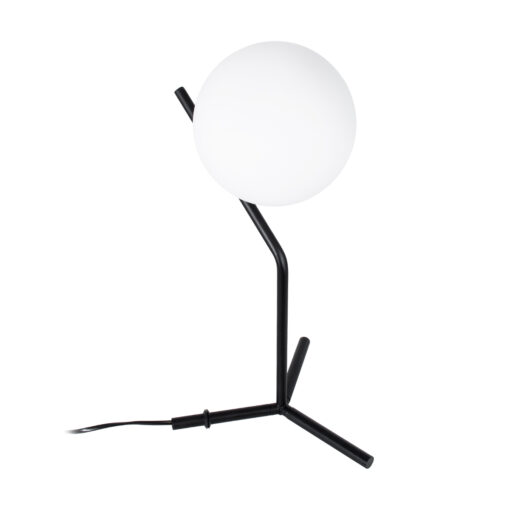 GloboStar® GloboStar® ELFIS 01100 Μοντέρνο Επιτραπέζιο Φωτιστικό Πορτατίφ Μονόφωτο 1 x E27 IP20 Μαύρο Μέταλλο με Λευκό Γυαλί - Μ22 x Π27 x Υ41cm