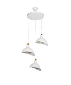 GloboStar® GLOBOSTAR® RIVE 203-0142 Μοντέρνο Κρεμαστό Φωτιστικό Οροφής με Ντουί 3 x E27 AC 220-240V IP20 - Λευκό & Χρυσό - Μ40 x Π40 x Υ65cm