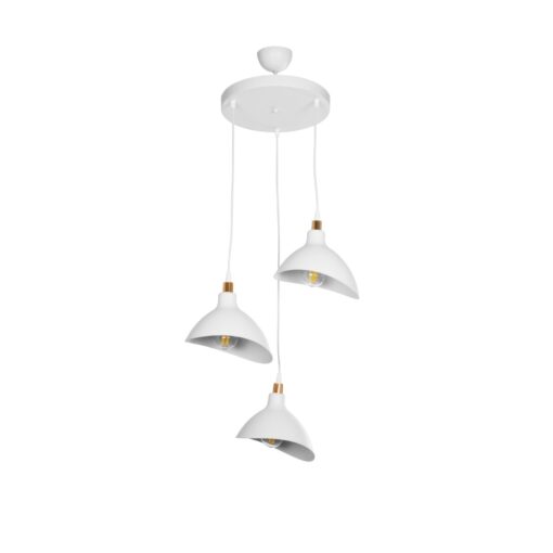 GloboStar® GLOBOSTAR® RIVE 203-0142 Μοντέρνο Κρεμαστό Φωτιστικό Οροφής με Ντουί 3 x E27 AC 220-240V IP20 - Λευκό & Χρυσό - Μ40 x Π40 x Υ65cm