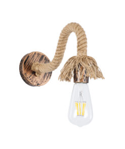GloboStar® GloboStar® FLEDI 01134 Vintage Επιτοίχιο Φωτιστικό Απλίκα Μονόφωτο 1 x E27 IP20 Χάλκινο Μέταλλο με Μπεζ Σχοινί - Μ10 x Π25 x Υ15cm
