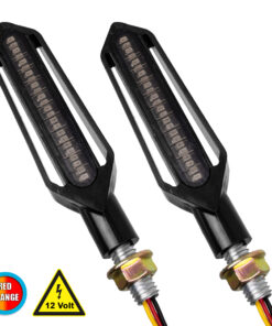 GloboStar® GloboStar® 81756 ΣΕΤ 2 x Φλάς Μοτοσυκλέτας Universal Knife LED SMD 5050 5W DC 12V 2 Λειτουργιών Κόκκινο για Πορείας-Stop & με Τρεχούμενο Εφέ Φωτισμού Πορτοκαλί για Φλας Αδιάβροχα IP65