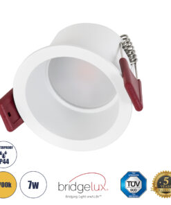 GloboStar® GloboStar® IP 60345 Χωνευτό LED Spot Downlight TrimLess Μπάνιου & WC Φ6.6cm 7W 700lm 45° AC 220-240V IP44 Φ6.6 x Υ5.3cm - Στρόγγυλο - Λευκό - Θερμό Λευκό 2700K - Bridgelux COB - TÜV Certified Driver - 5 Years Warranty