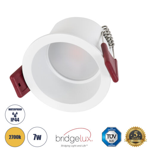 GloboStar® GloboStar® IP 60345 Χωνευτό LED Spot Downlight TrimLess Μπάνιου & WC Φ6.6cm 7W 700lm 45° AC 220-240V IP44 Φ6.6 x Υ5.3cm - Στρόγγυλο - Λευκό - Θερμό Λευκό 2700K - Bridgelux COB - TÜV Certified Driver - 5 Years Warranty