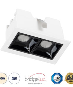 GloboStar® GloboStar® LUMINAR SUPERIOR 60316 Χωνευτό LED Spot Downlight TrimLess 4W 560lm 36° AC 220-240V IP20 Μ7.5 x Π4.3 x Υ4.5cm - Λευκό με Μαύρο Κάτοπτρο - Φυσικό Λευκό 4500K - Bridgelux High Lumen Chip Gen2 - TÜV Certified Driver - 5 Years Warranty