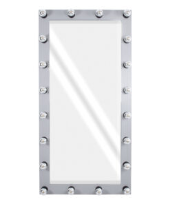 Alternative view of GloboStar® MAKEUP MIRROR-160x80-3 Μοντέρνος Καθρέπτης Μακιγιάζ με Πλαίσιο Φυσικού Ξύλου με Διακόπτη On/Off 20 x E27 AC220-240V - Μ80 x Π7 x Υ160cm - Γκρι Τσιμέντου