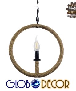 Alternative view of GLOBOSTAR® LINDELL 10001111 Vintage Κρεμαστό Φωτιστικό Οροφής με Ντουί 1 x E14 AC 220-240V IP20 - Μπεζ & Μαύρο - Μ37 x Π2.5 x Υ37cm