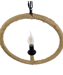 GLOBOSTAR® LINDELL 10001111 Vintage Κρεμαστό Φωτιστικό Οροφής με Ντουί 1 x E14 AC 220-240V IP20 - Μπεζ & Μαύρο - Μ37 x Π2.5 x Υ37cm 18 10001111 7