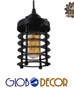 GLOBOSTAR® DARSEY 10001145 Vintage Κρεμαστό Φωτιστικό Οροφής με Ντουί 1 x E27 AC 220-240V IP20 - Μαύρο - Μ10 x Π10 x Υ25cm 13 10001145 1