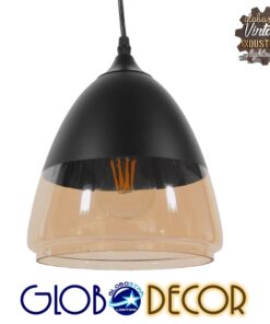Alternative view of GLOBOSTAR® OLIVER 10001231 Vintage Κρεμαστό Φωτιστικό Οροφής με Ντουί 1 x E27 AC 220-240V IP20 - Μαύρο & Μελί - Μ20 x Π20 x Υ21cm