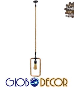 GLOBOSTAR® MALVERN 10001237 Vintage Κρεμαστό Φωτιστικό Οροφής με Ντουί 1 x E27 AC 220-240V IP20 - Μαύρο & Μπεζ - Μ33 x Π18 x Υ22cm 10 10001237 2