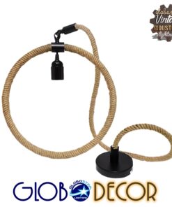 GLOBOSTAR® MALVERN 10001239 Vintage Κρεμαστό Φωτιστικό Οροφής με Ντουί 1 x E27 AC 220-240V IP20 - Μαύρο & Μπεζ - Μ34 x Π22 x Υ34cm 12 10001239 3