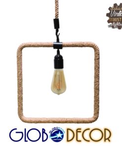 GLOBOSTAR® MALVERN 10001240 Vintage Κρεμαστό Φωτιστικό Οροφής με Ντουί 1 x E27 AC 220-240V IP20 - Μαύρο & Μπεζ - Μ33 x Π22 x Υ33cm 10 10001240 1