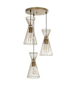 GloboStar® GLOBOSTAR® FLIXIO 201-0126 Vintage Κρεμαστό Φωτιστικό Οροφής με Ντουί 3 x E27 AC 220-240V IP20 - Χρυσό - Μ40 x Π40 x Υ70cm